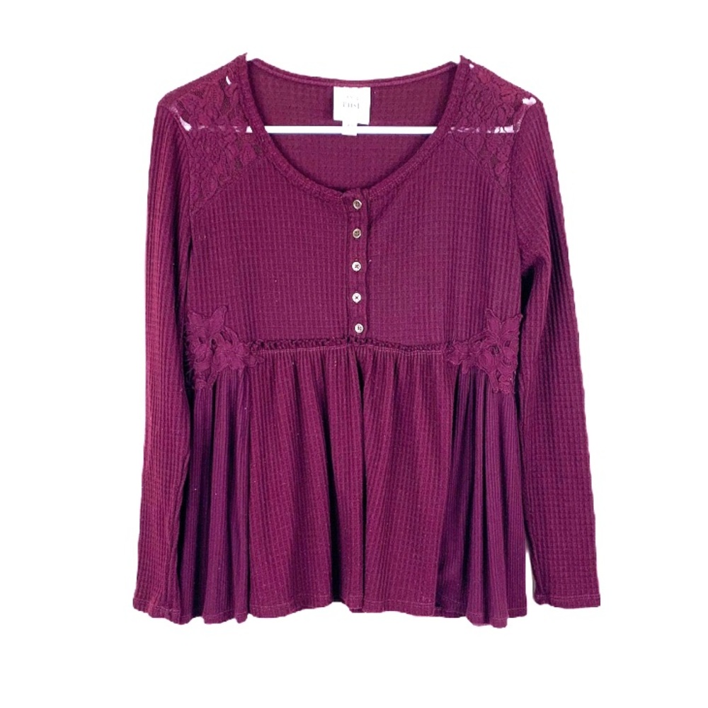 Knox Rose Babydoll Maroon Long Sleeve Size XS